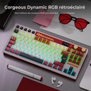 Clavier Mécanique Gamer RK ROYAL KLUDGE M87 sans Fil , avec  Deux Boutons (AZERTY)