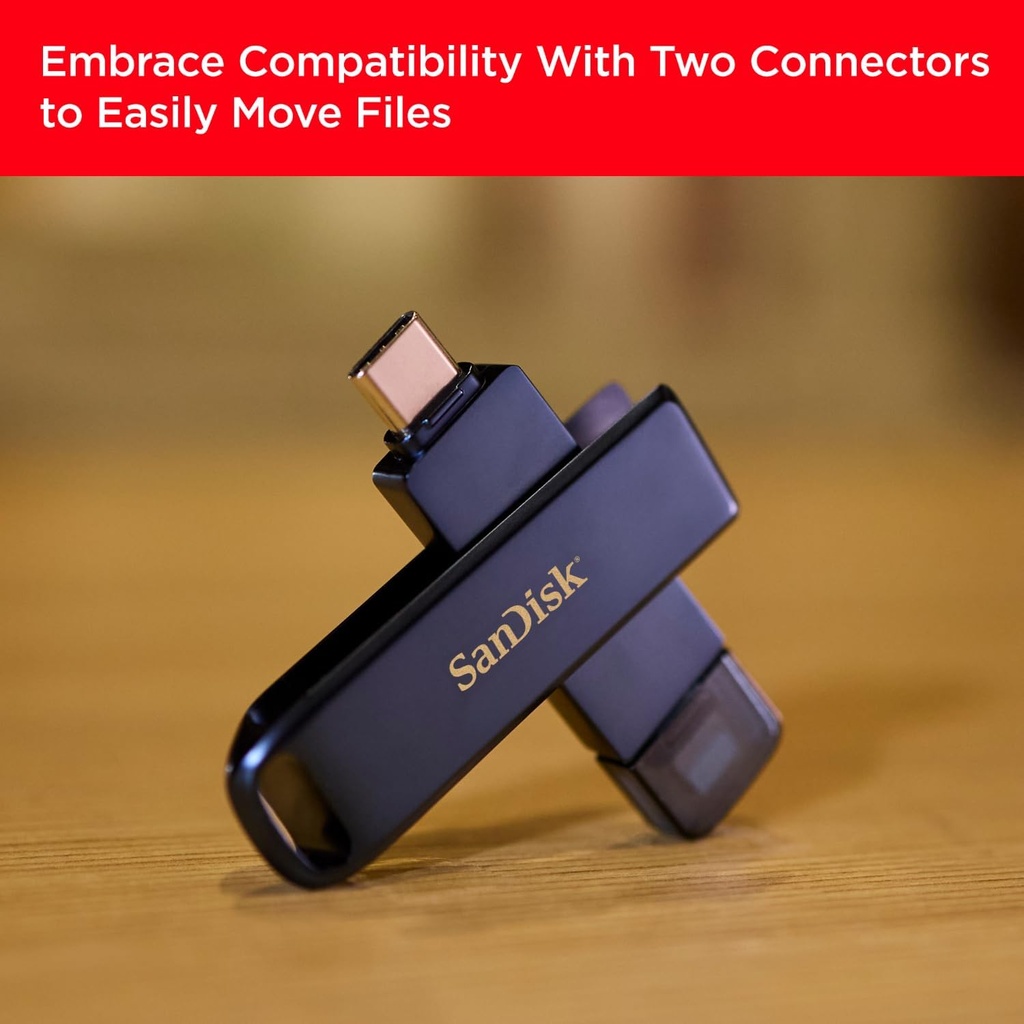 SanDisk 256Go Phone Drive, Clé USB,  (2-en-1)  Lightning et USB Type-C 