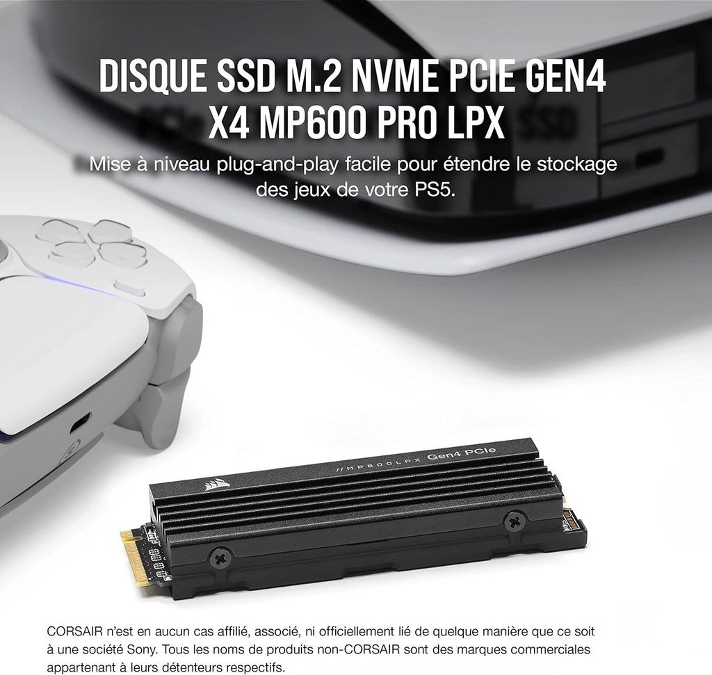 Corsair MP600 Pro LPX 2TB M.2 NVMe PCIe x4 Gen4 SSD Disque SSD (Noir)