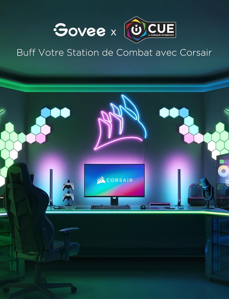 Govee Neon Ruban LED Mural 3m, RGBIC Bande LED avec Multiformes