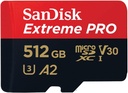 SanDisk 512Go Extreme PRO microSDXC, carte mémoire+ adaptateur SD,200 Mo/s