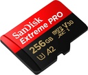 SanDisk Extreme PRO 256 Go microSDXC, Carte micro sd + adaptateur SD jusqu'à 200 Mo/s