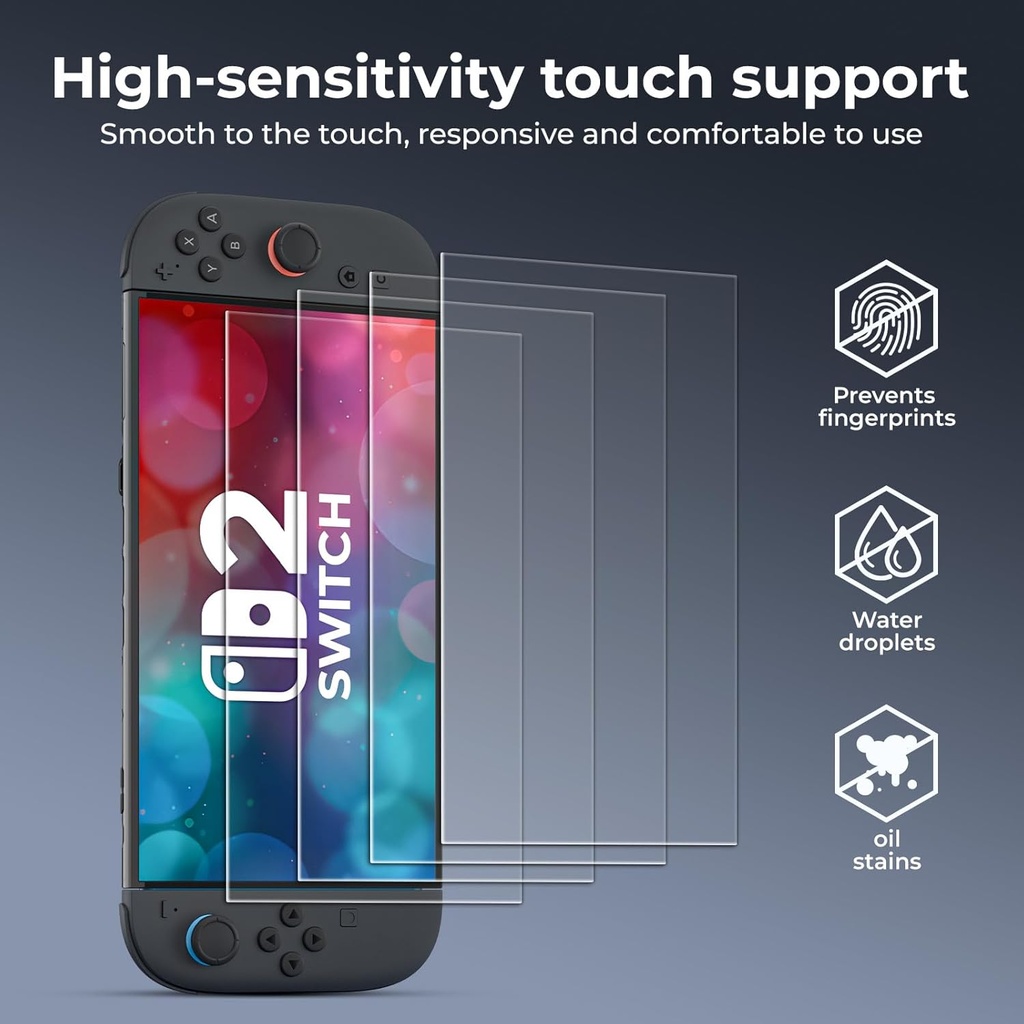 HEYSTOP Verre Trempé [Lot de 4] Film de Protection d'écran pour Nintendo Switch 2