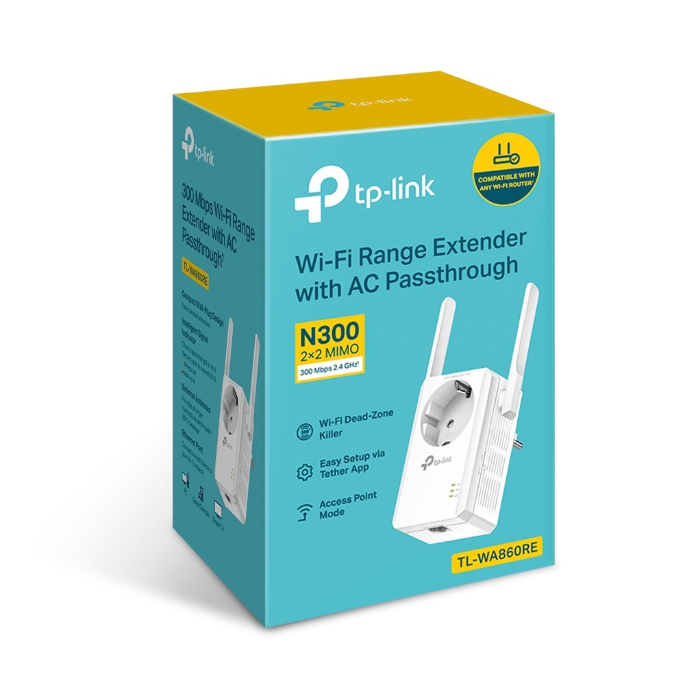 TP-Link (TL-WA860RE) 300Mbps Prise mural WiFi Range Extender Blanc