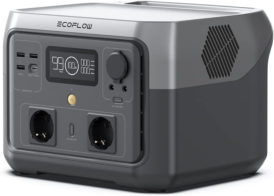 Station électrique portable ECOFLOW RIVER 2 MAX, batterie LiFeP04, 512 Wh charge rapide en 1 heure,  500 W avec  9 ports