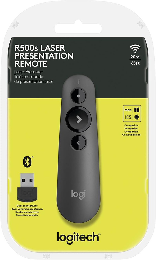 Logitech R500s, télécommande de présentation Bluetooth et USB, laser rouge