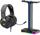 havit 2-en-1  Support Casque, Porte Casque RGB avec 2 Ports USB