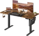 SONGMICS Bureau Électrique Réglable en Hauteur, 140 x 60 cm, Table Assis - Debout, 4 Hauteurs mémorisables , Marron Rustique et Noir d'encre