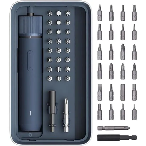 [QWLSD011] HOTO Visseuse sans Fil 3,6V,  mini Tournevis Electrique 4N.m, 26 Embouts en Acier S2