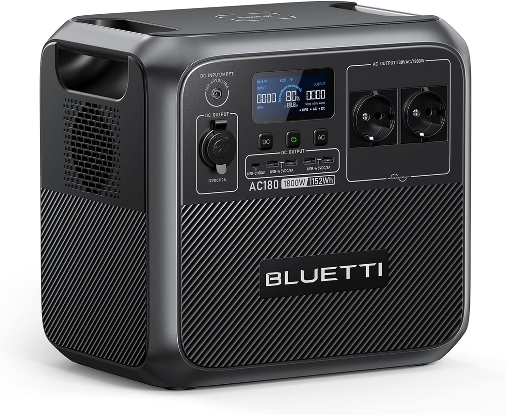 BLUETTI Générateur Électrique Portable ,1152Wh Batterie LiFePO4 avec 2 Sorties CA 1800W (2700W Pic) 9 ports