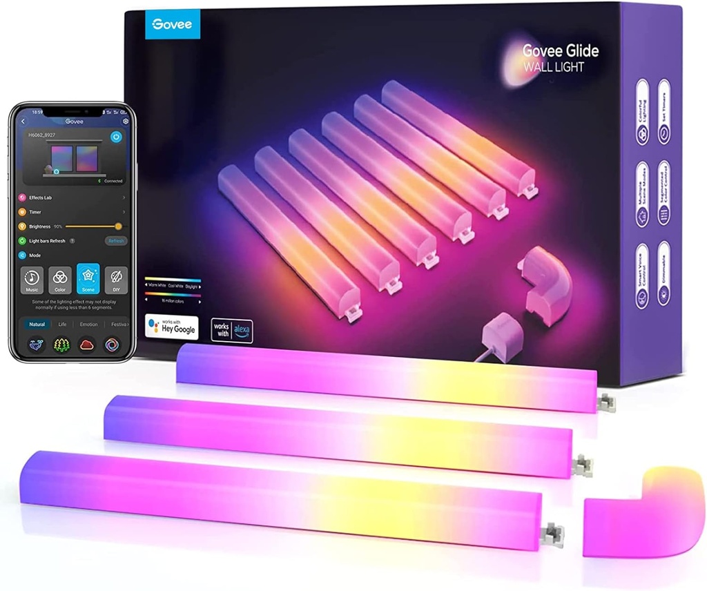 Govee Glide RGBIC Smart Wall Light, Applique Murale ,Alexa et Google Assistant