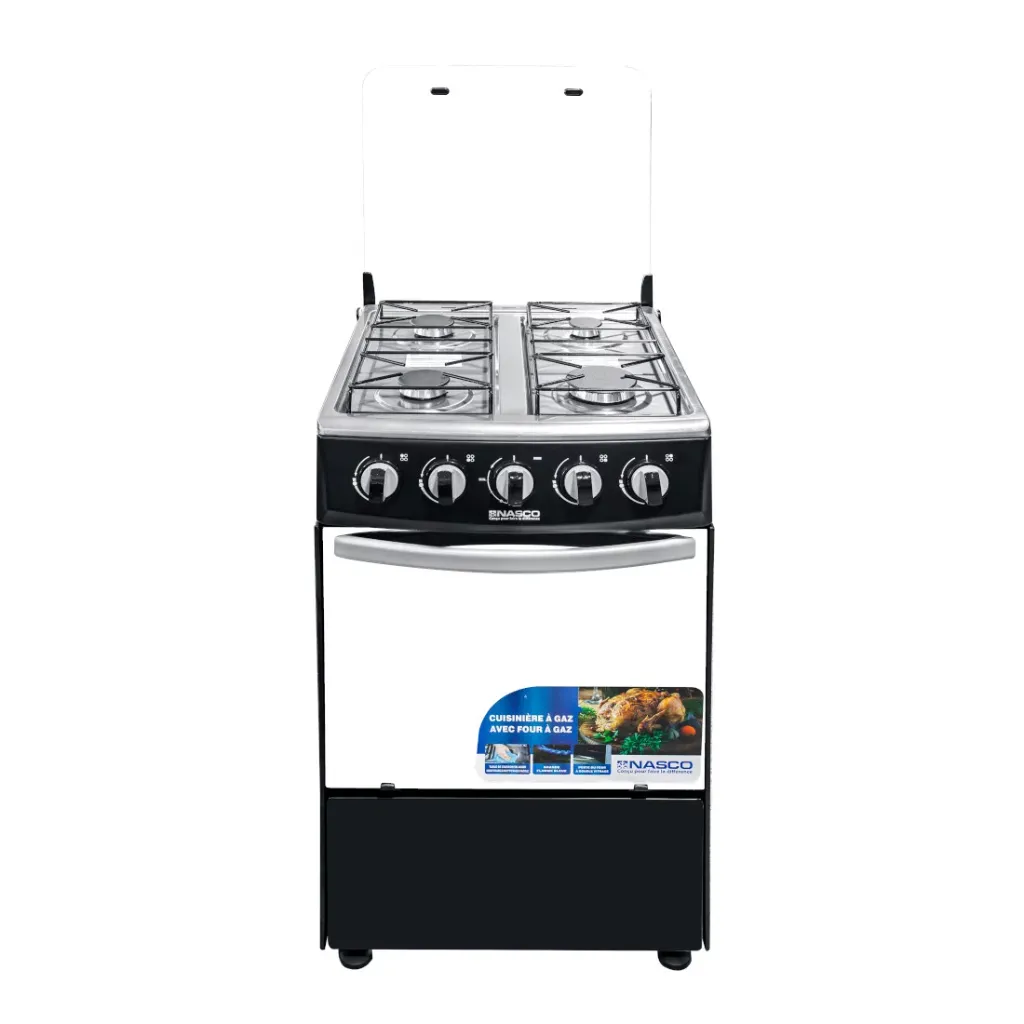 [GCNAS-5050B] Nasco GCNAS-5050B, gazinière 4 feux avec four 50 × 50 cm (Noir)