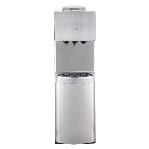 DISTRIBUTEUR D'EAU MIDEA 3 ROBINETS AVEC MINI REFRIGERATEUR 20LT / NOIR-ACIER INOX