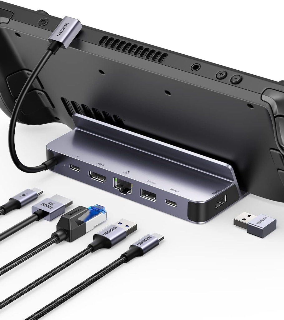 UGREEN-Station d'accueil USB C vers HDMI, 4K, 60Hz, RJ45, Compatible avec Steam Deck & ROG Ally  PD 100W Charge Rapide