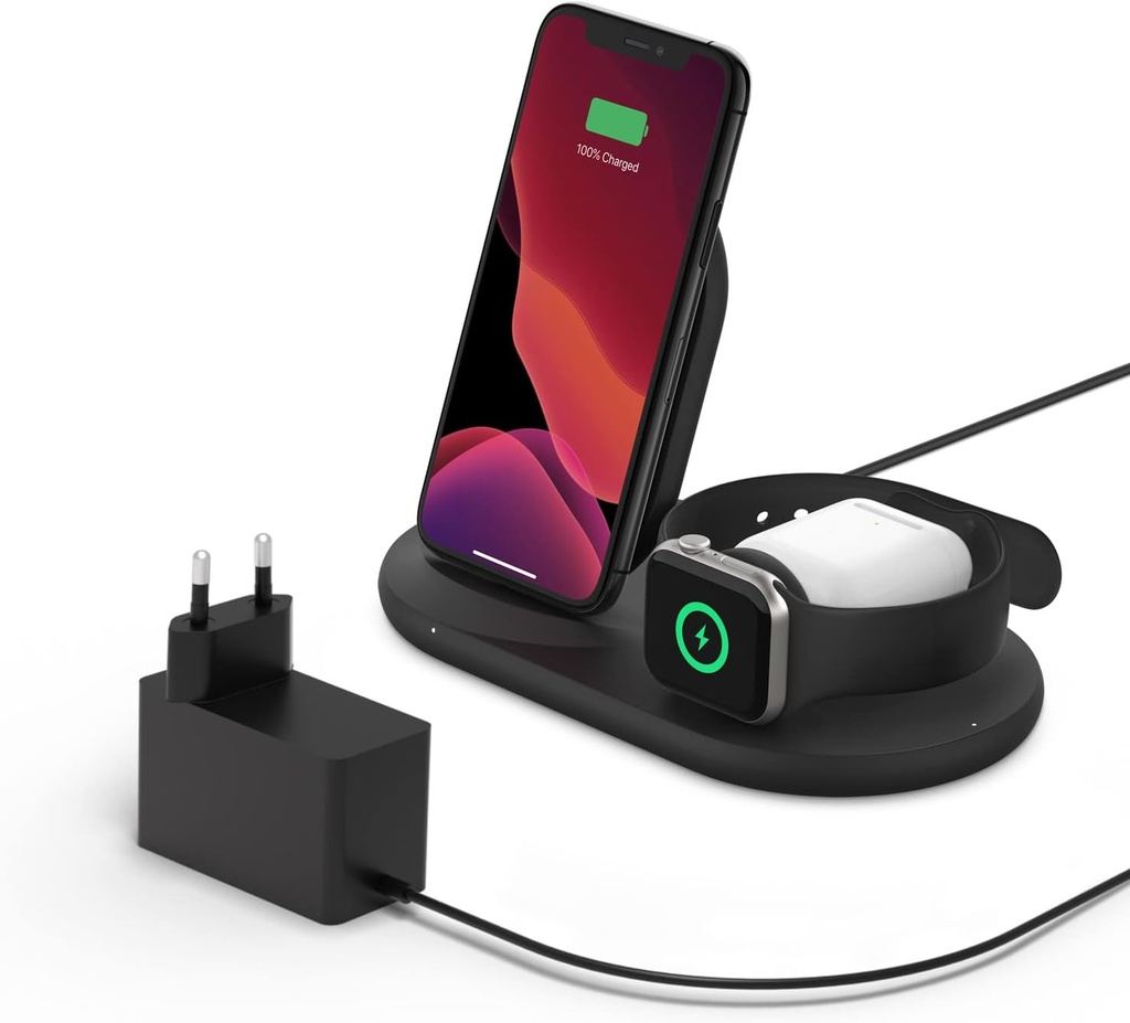 Belkin BoostCharge Station de recharge sans fil 3-en-1 7,5 W (Noir)