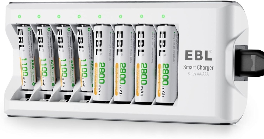 EBL Chargeur de Piles 8 Slots