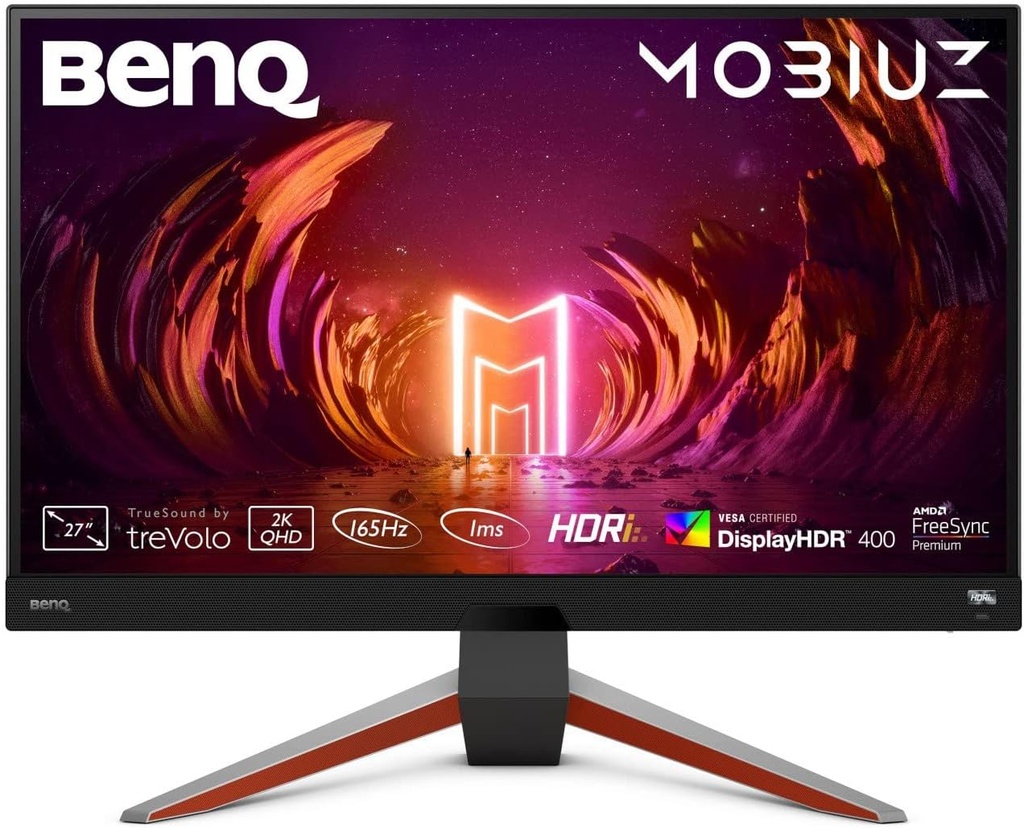 BenQ MOBIUZ  Écran Gaming 27 Pouces QHD-IPS-165 Hz-1ms-HDR 400-2560x1440 pixels-16:9-1000:1- sRGB99% et DCI-P3 95%-FreeSync Premium- haut -parleurs