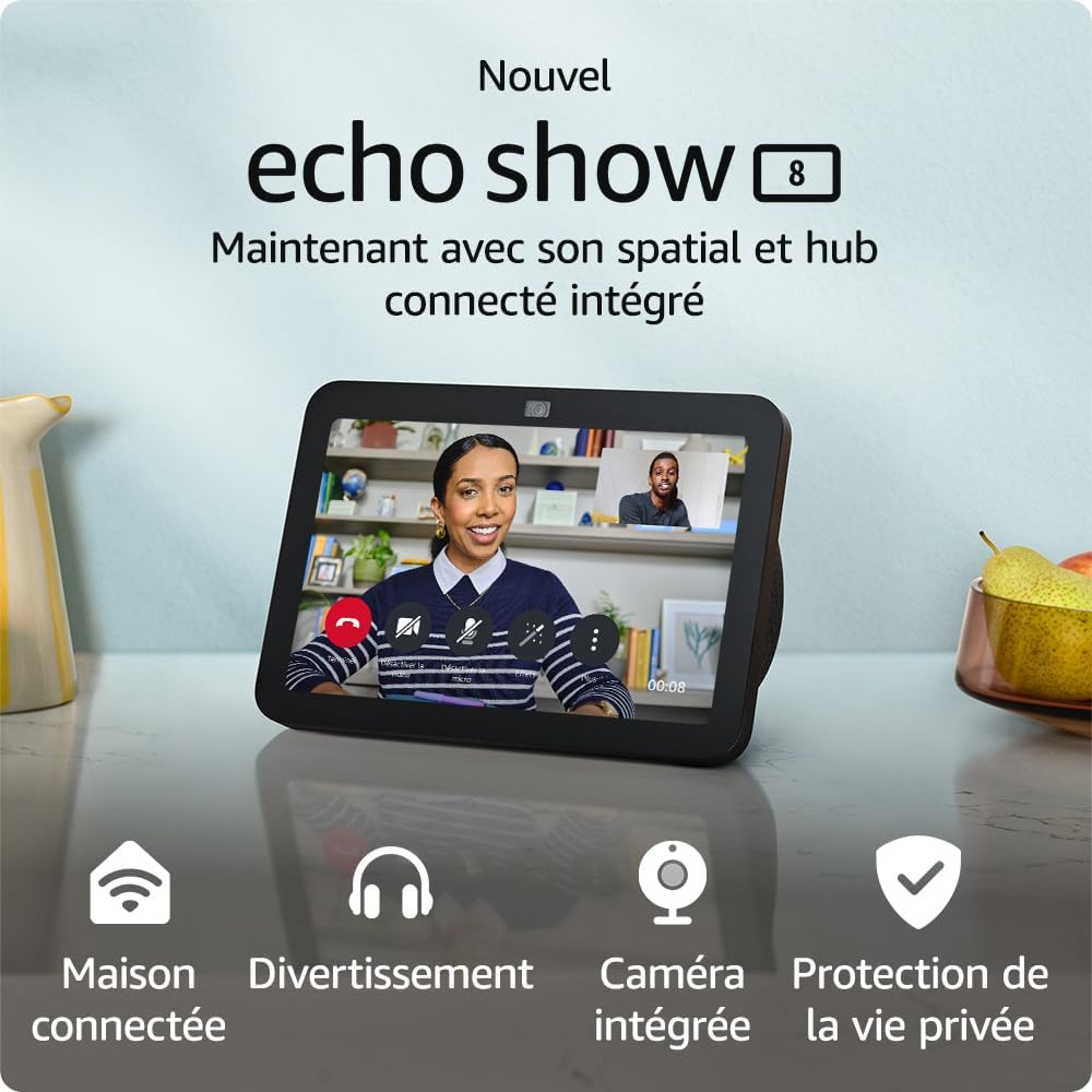 Echo Show 8 (3e génération, modèle 2023)  Écran tactile HD