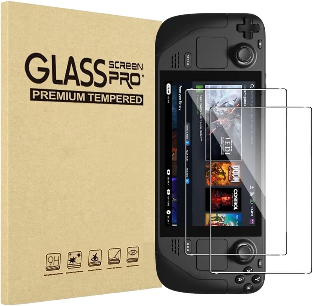 [SteamDeckGHM] Verre Trempé pour Valve Steam Deck Protection Ecran Resistant [Pack de 2]