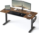 SONGMICS Bureau Assis Debout Électrique 70P x 160L x (72–120)H cm, 4 Hauteurs Mémorisables
