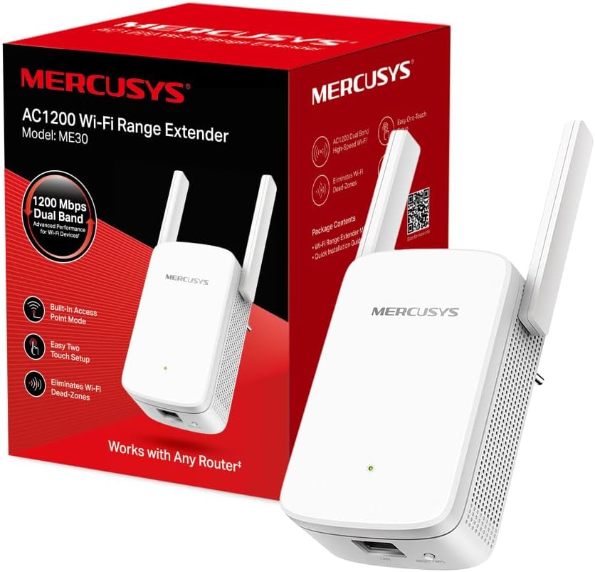 [ME30] MERCUSYS ME30, répéteur Wi-Fi 5 AC1200 double bande avec port Ethernet