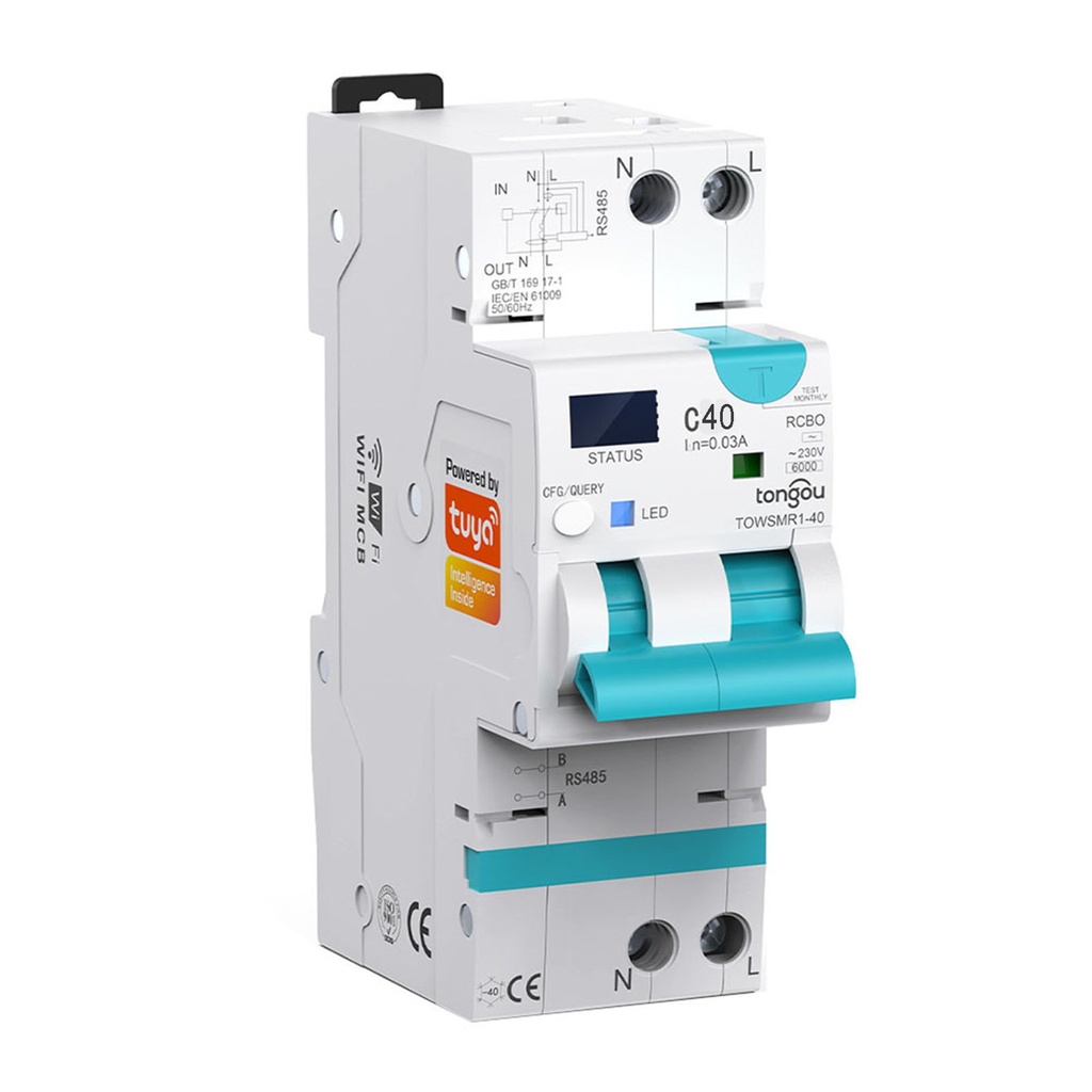 Disjoncteur électrique intelligent WiFi RCBO - TOSMR1-40