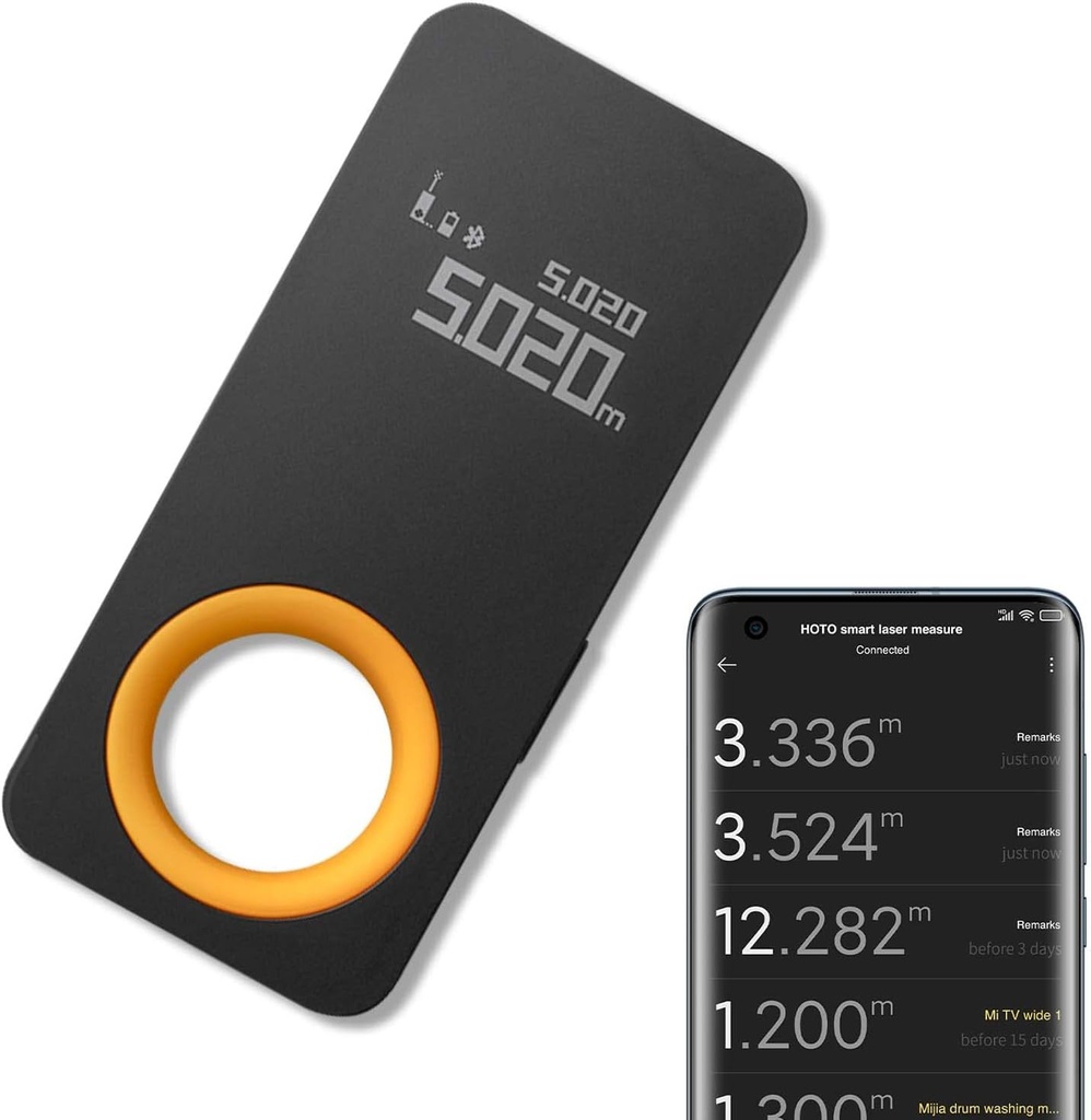 HOTO Télémètre Laser Numérique Bluetooth, Mètre Laser Rechargeable, 0,05 – 30m, Précision ±2 mm