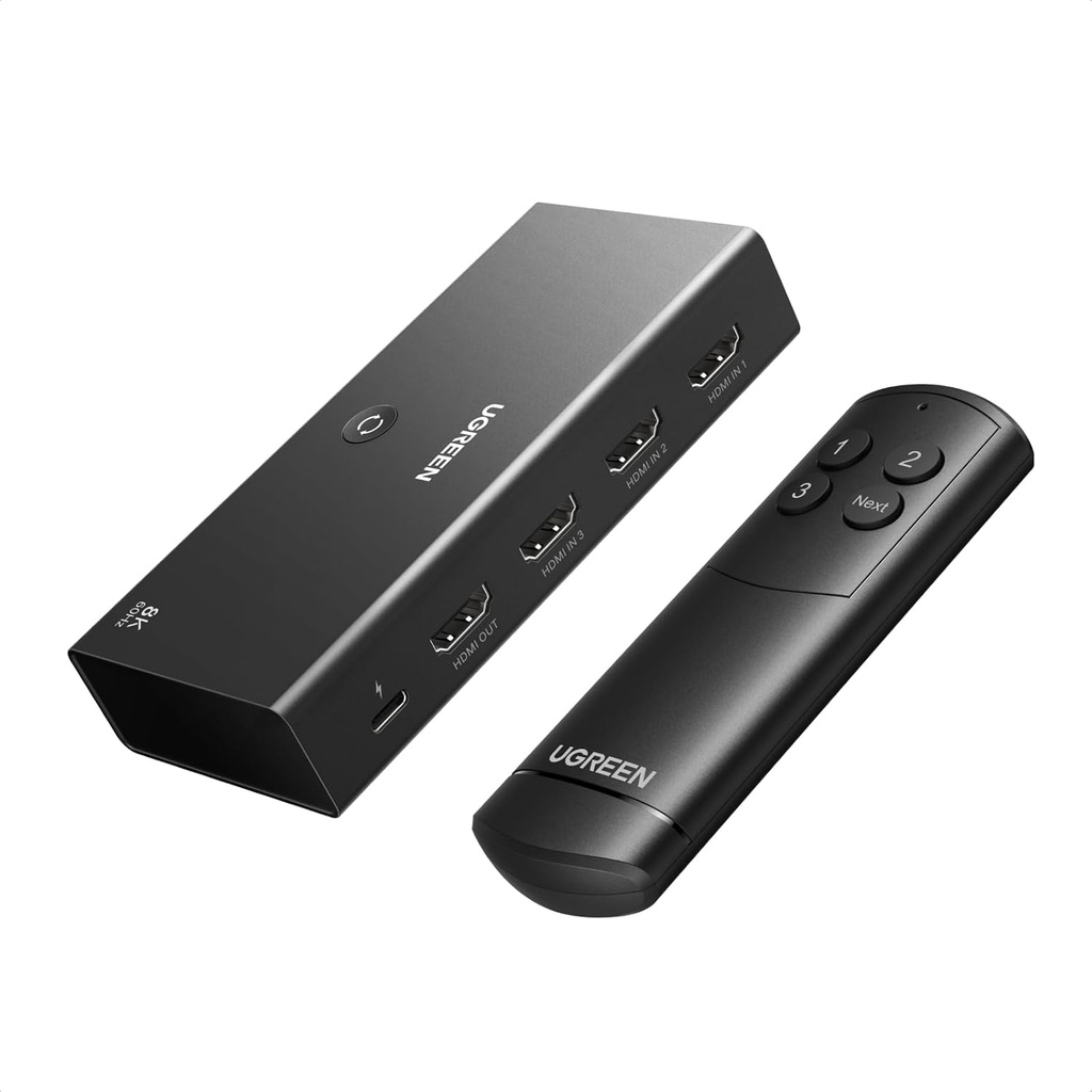 UGREEN Switch HDMI 2.1, 8K 60Hz Commutateur HDMI 4K 240Hz 3 Entrées 1 Sortie Avec télécommande