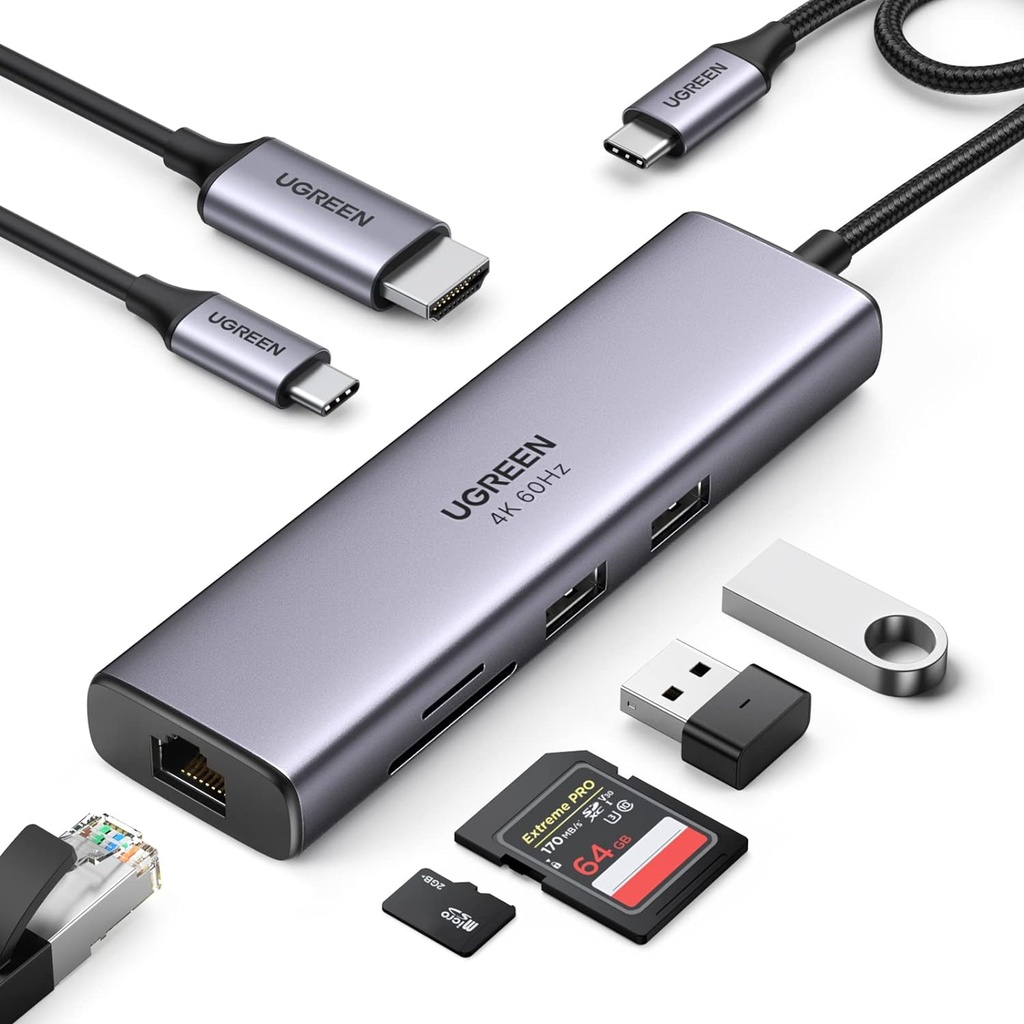 UGREEN Revodok Hub USB C 7 en 1 Adaptateur USB C 4K 60 Hz 