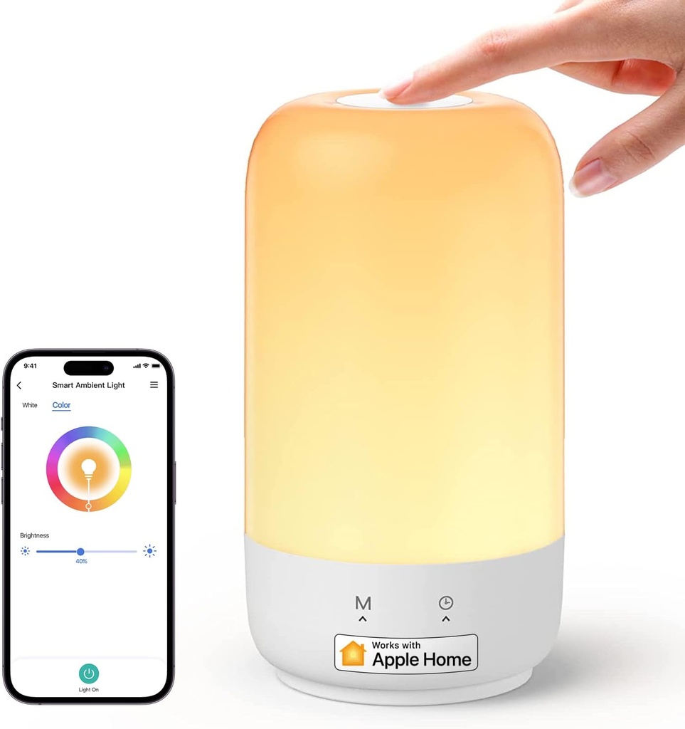 Meross Veilleuse LED Connectée, Lampe de Chevet Intelligente Compatible avec Apple HomeKit