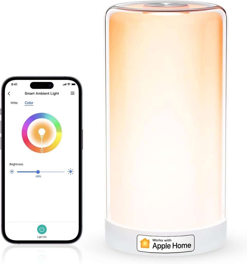 Meross Veilleuse LED Connectée WiFi, Lampe de Chevet Intelligente Compatible avec Apple Home