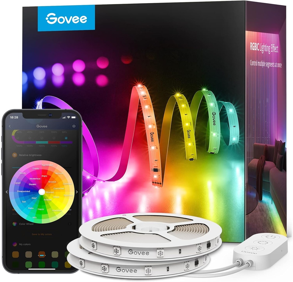 [H618F] Govee RGBIC 30m Ruban/Bande LED WiFi Bluetooth Multicolore, Contrôlé par APP 