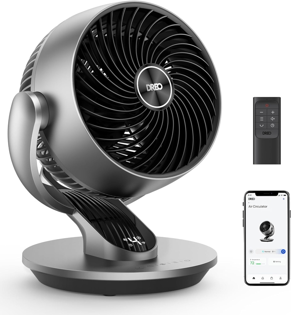[CF511S] Dreo Ventilateur de table 28 dB, 18 cm, 4 vitesses, 5 modes, minuterie 12h, oscillant à 120° + 90° avec télécommande