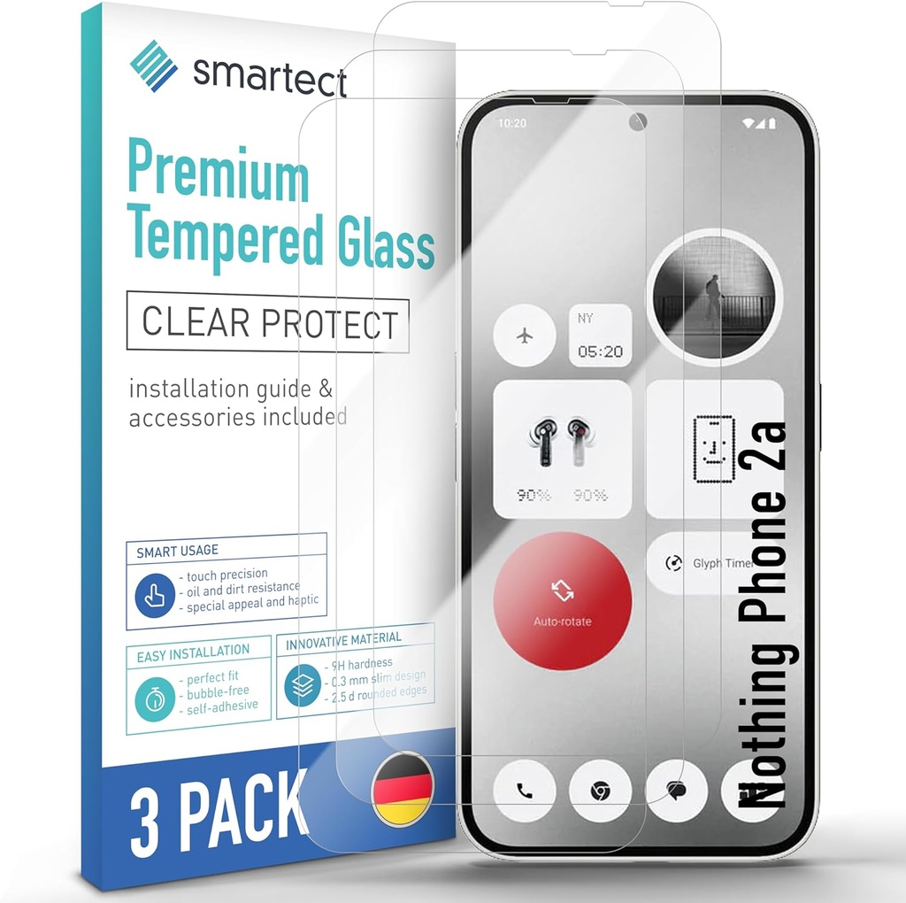 smartect Protecteur d'écran  Verre Trempé 3 Pièces pour Nothing Phone 2a