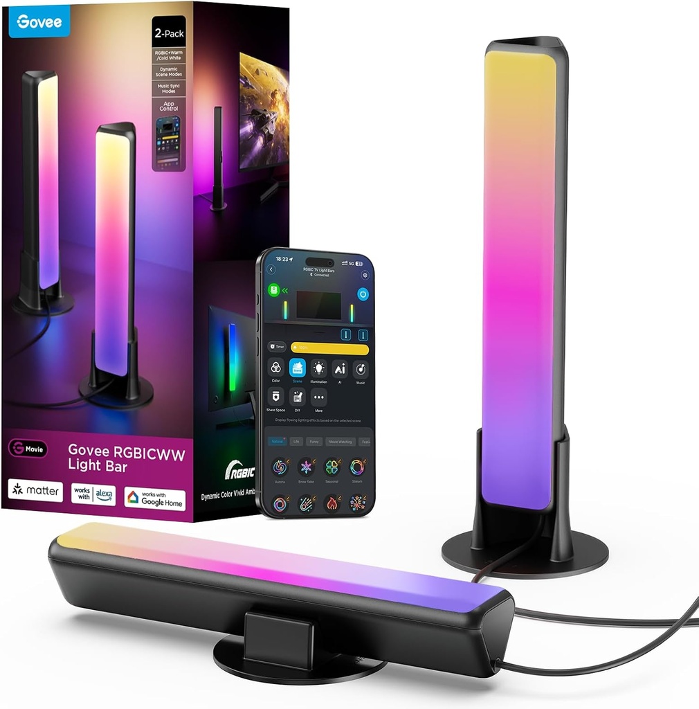 [H6056] Govee Lampe LED TV, Barres RGBICWW WiFi avec Alexa et Google Assistant