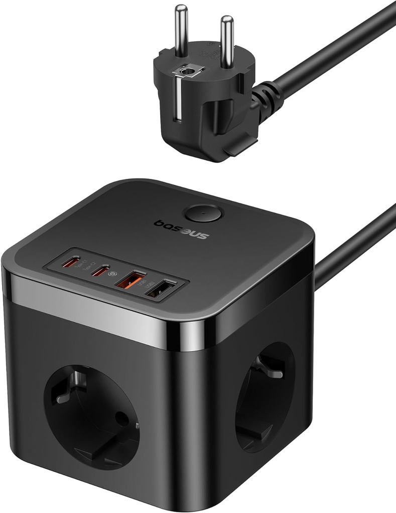 Baseus Bloc multiprise GaN5 USB C 30 W - Chargeur USB C - 3 prises avec interrupteur