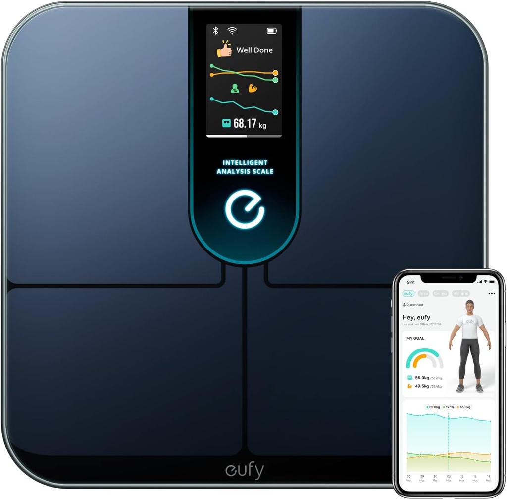 eufy P3 Balance Connectée WIFI, Analyse Intelligente, Mode corps Virtuel 3D,Multi-modes