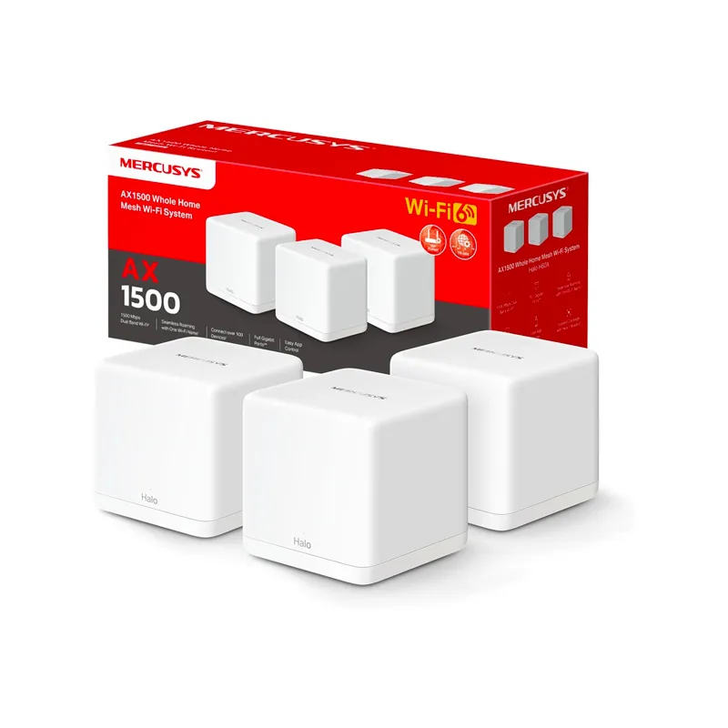 MERCUSYS Halo H1500X, Wi-Fi Mesh 6 AX1500, pack de 3, couverture 550 m²