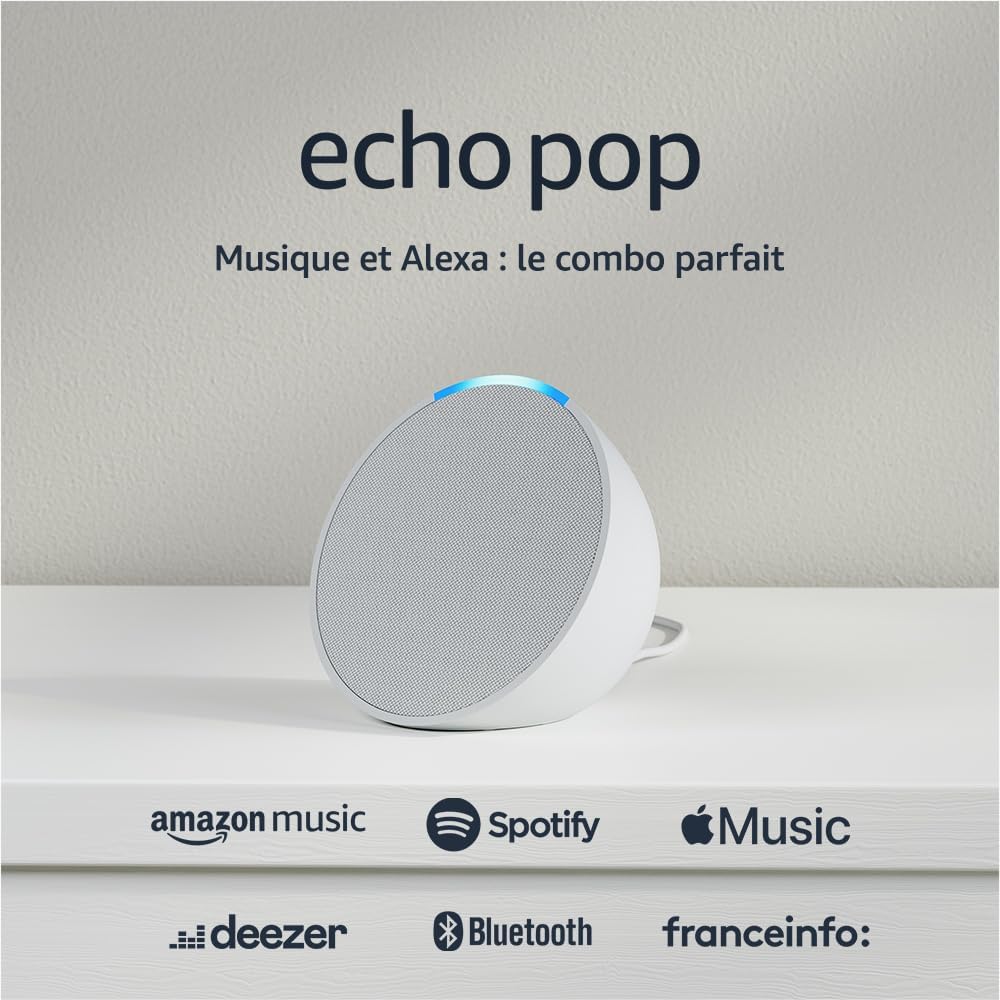 Echo Pop Enceinte connectée Bluetooth (Blanc)