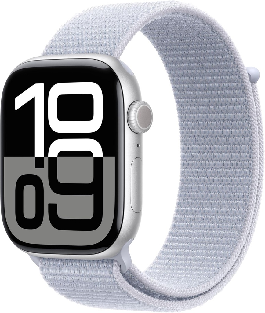 Apple Watch Séries 10 GPS + Cellular 46 mm, Boucle Sport Montre connectée (Blanc)