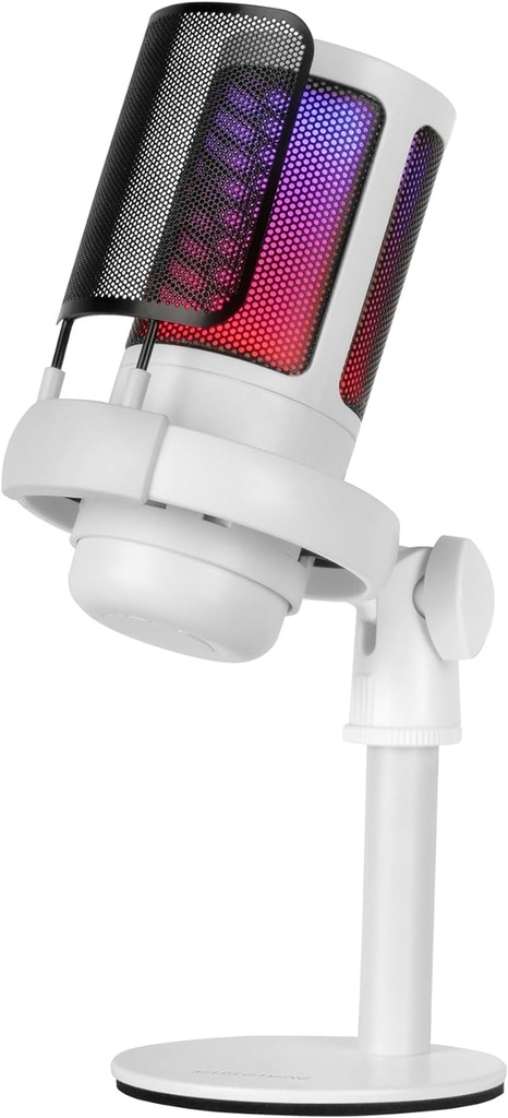 Mars Gaming MMIC-SE, Microphone de Studio ARGB Professionnel, ADC Ultra Haute Définition 196kHz 24-bit,Support Anti -Choc+ Filtre Métallique Pop Mesh (Blanc)