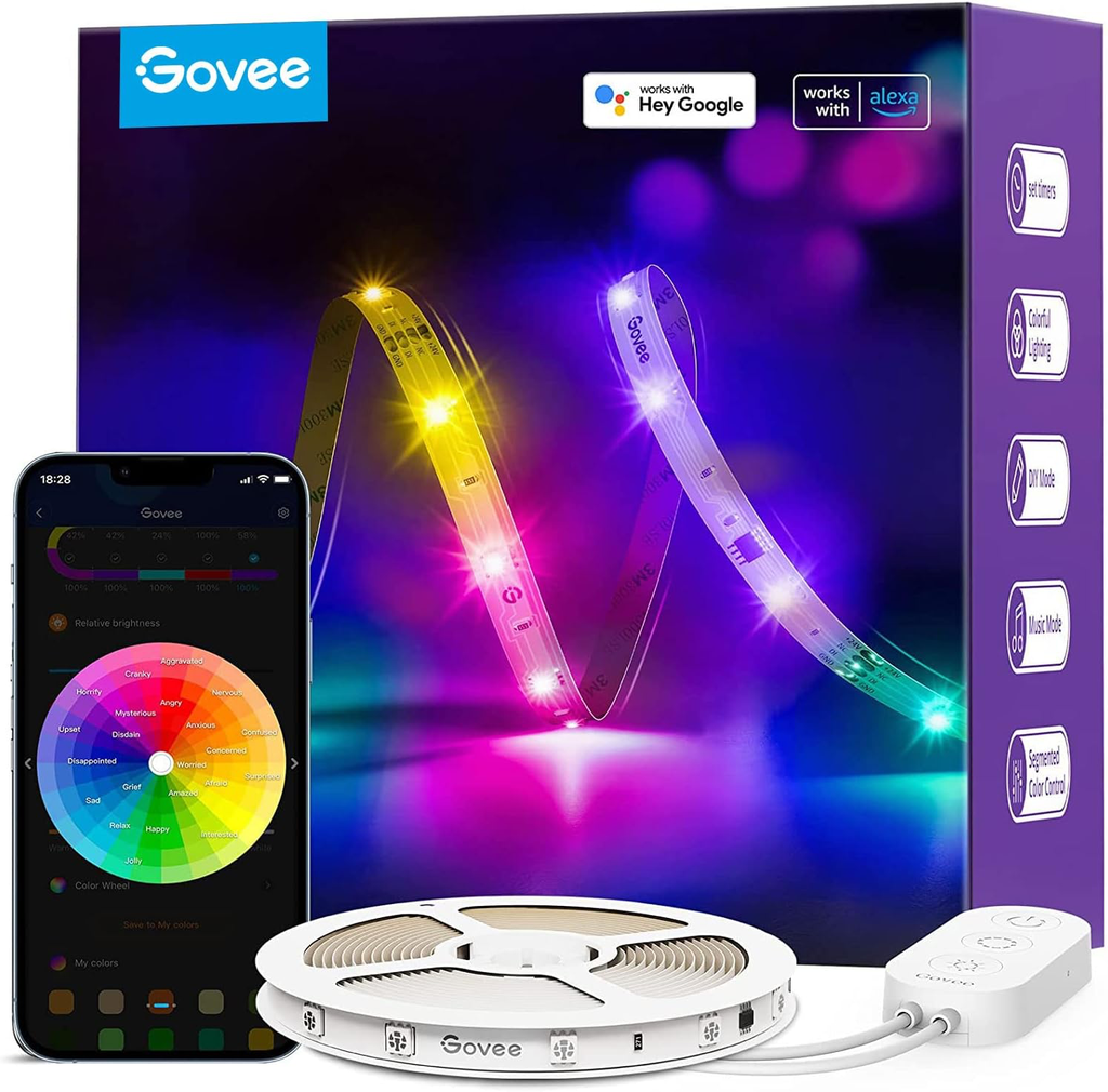 [‎H618A] Govee RGBIC LED Strip Lights 5m fonctionnant avec Alexa et Google Assistant 