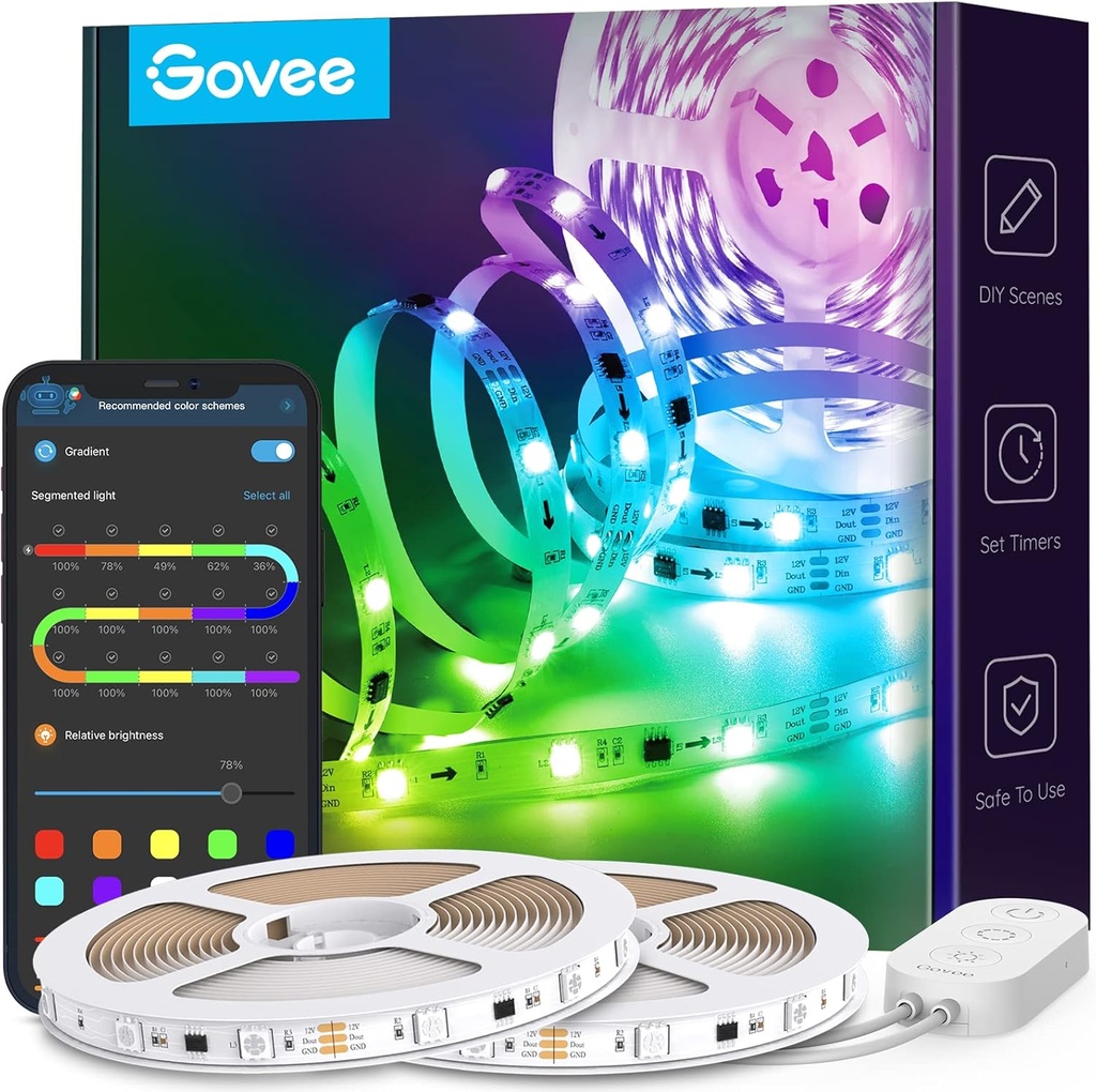 [‎H6126] Govee RGBIC LED Strip,10m synchronisation musicale, changement de couleur, 64 modes de scène, contrôlable via l'application
