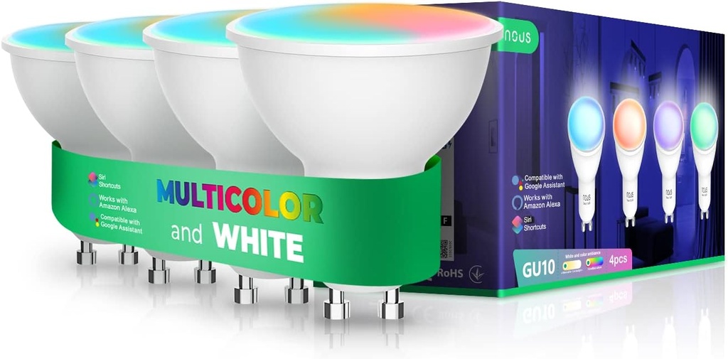 NOUS P8 GU10 RGB ampoule WiFi intelligente , compatible avec Matter (Lot de 4)