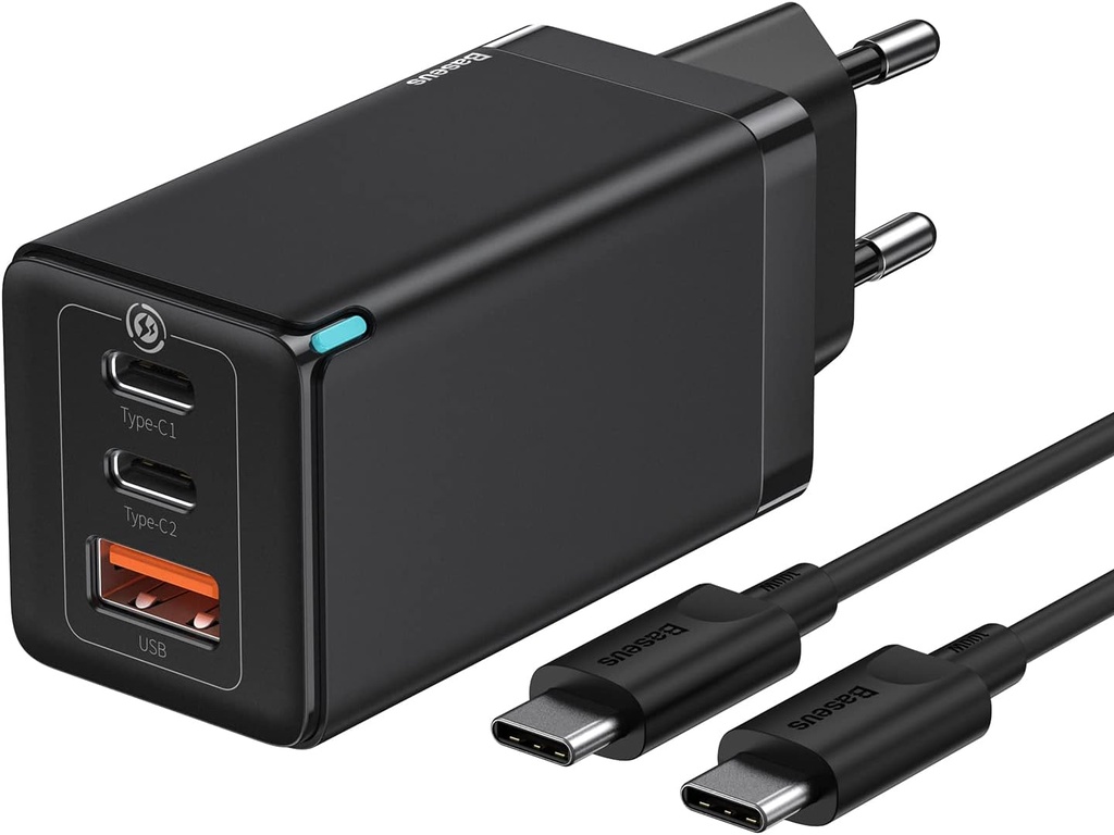 Baseus Chargeur 65W, Power Delivery avec GaN Tech, Chargeur USB avec câble de Chargeur Rapide USB C 100W