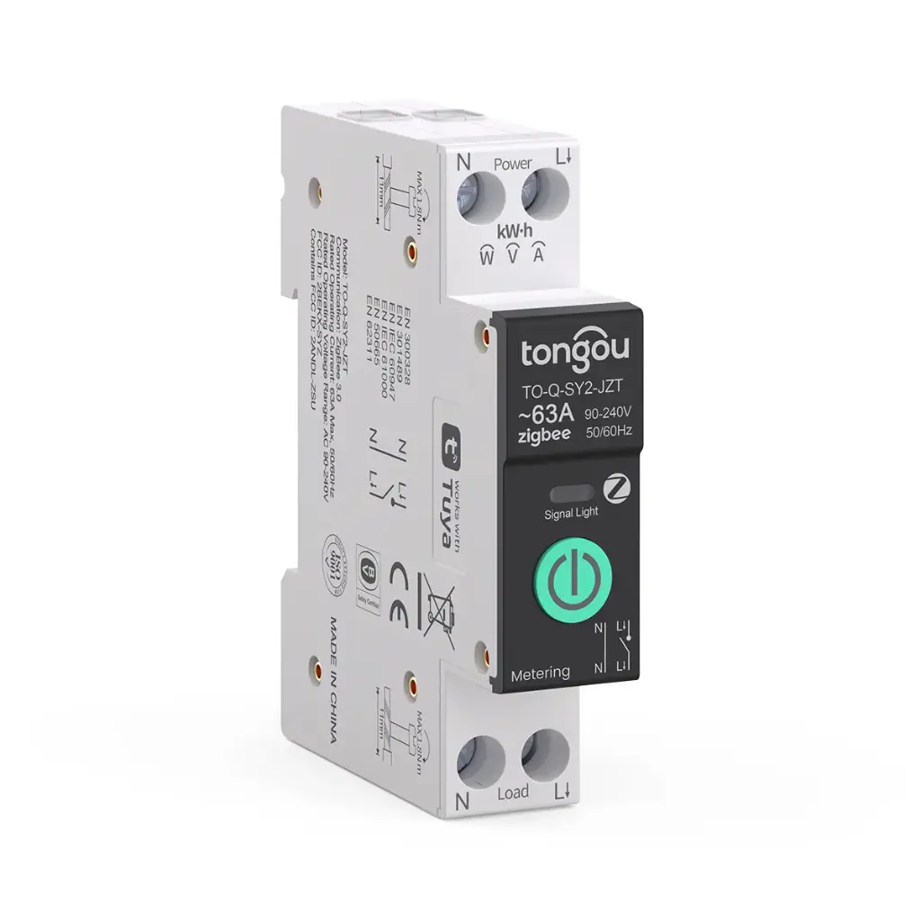 Tuya disjoncteur intelligent avec mesure, 1P, 63A, Zigbee