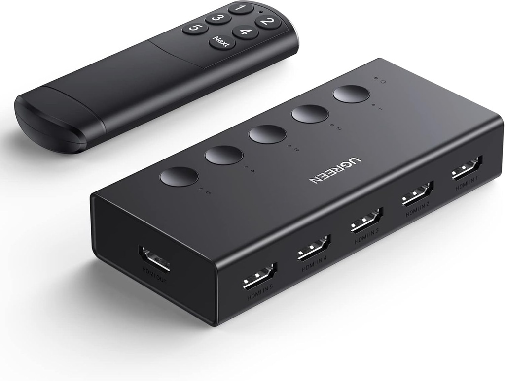 UGREEN Switch HDMI 2.0 4K 60Hz, 5 entrées 1 sortie Commutateur avec télécommande