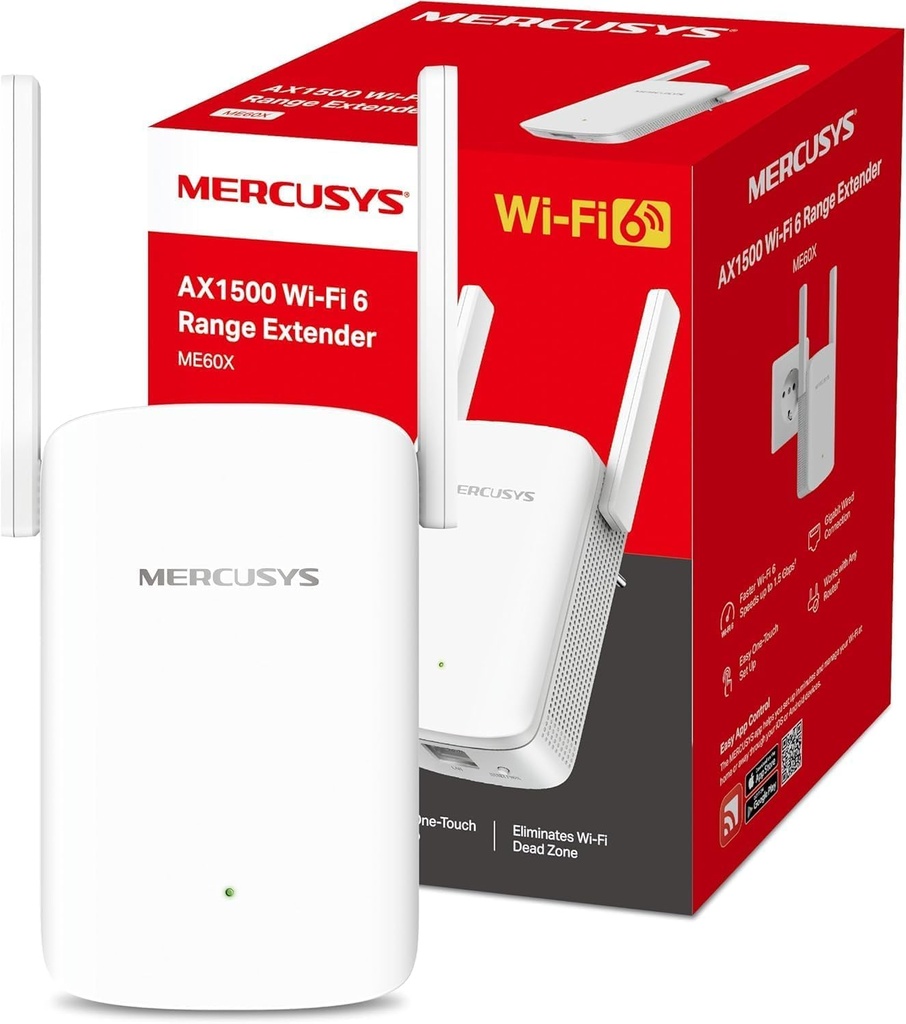 MERCUSYS ME60X TP-Link Repeteur WiFi 6, Amplificateur WiFi AX1500 Mbps