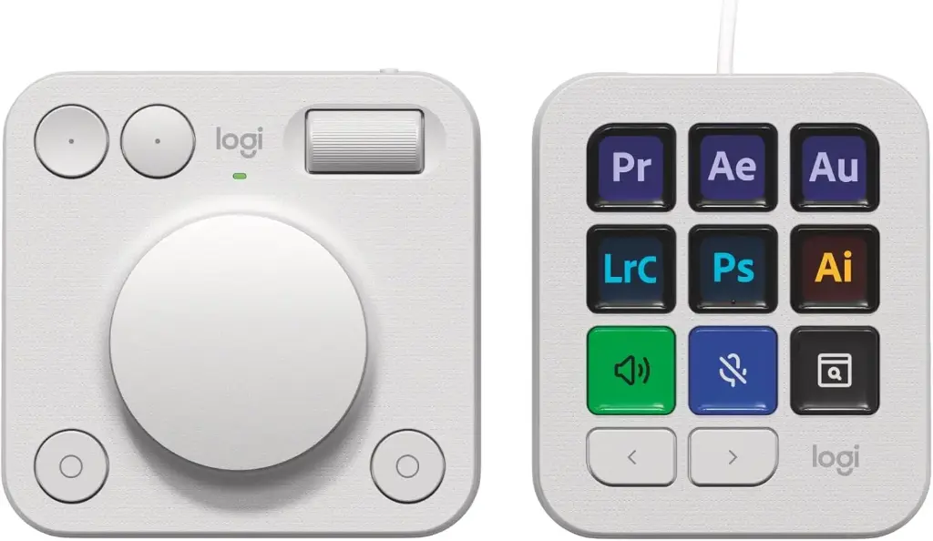 Logitech MX Creative Console, pavé LCD et molette sans fil (Gris clair)