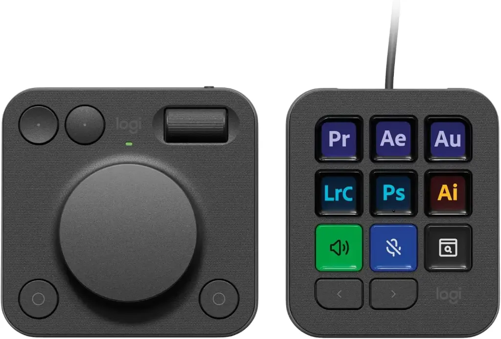 Logitech MX Creative Console, keypad programmable avec 9 touches LCD personnalisables et une molette (Gris foncé)